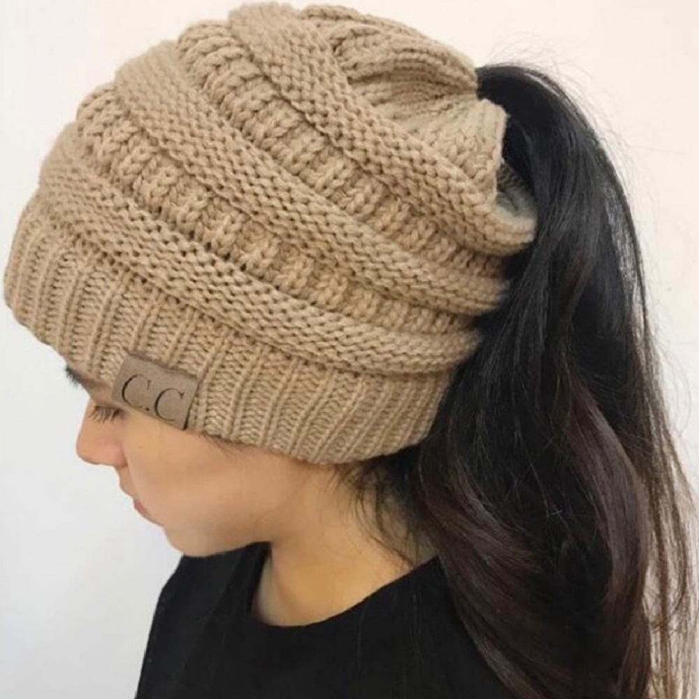 CC Messy Bun/Ponytail Beanie